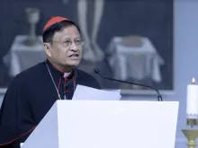 Burmese Cardinal Charles Maung Bo speaks at the International Eucharistic Congress in Budapest, Hungary, Sept. 8, 2021.